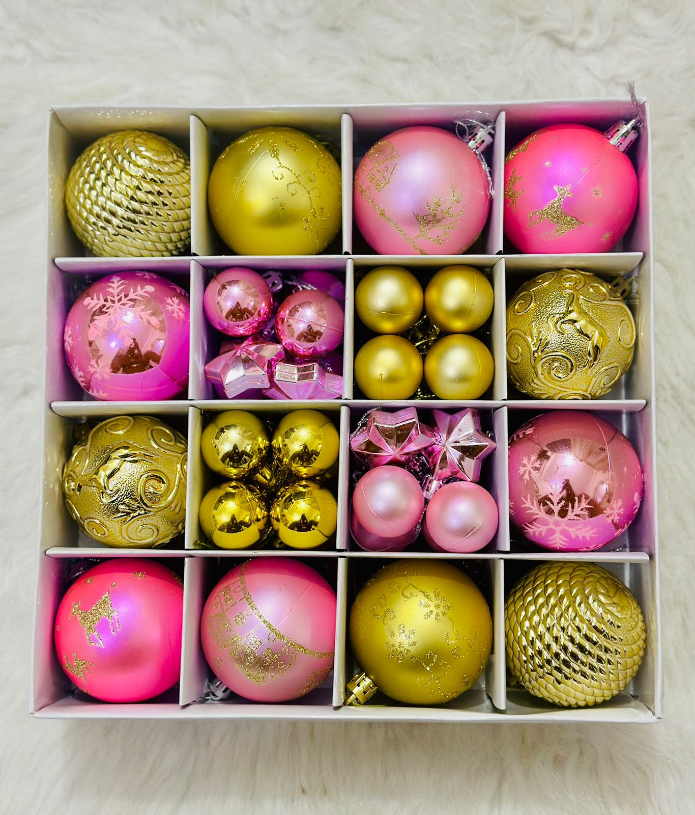 44 pink and gold Christmas ball ornaments