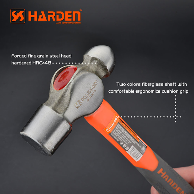 HARDEN Ball Pein Hammer ( 1.0 Lbs | 1.5Lb | 2.0 Lbs ), With Fiberglass Handle; 590114 | 590116 | 590119_img_4