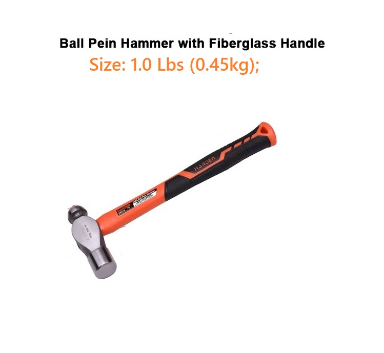 HARDEN Ball Pein Hammer ( 1.0 Lbs | 1.5Lb | 2.0 Lbs ), With Fiberglass Handle; 590114 | 590116 | 590119