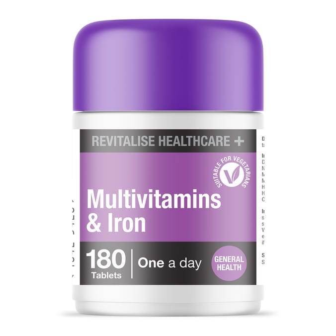 Revitalise Healthcare+ Multivitamins & Iron 180 Tablets - Made In UK