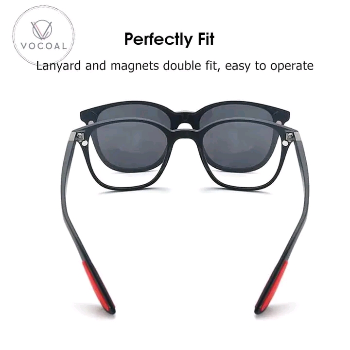 Vocoal 5 in 1 Sunglasses Set Magnetic Snap-On Glasses Unisex Lenses Retro Frame_img_2