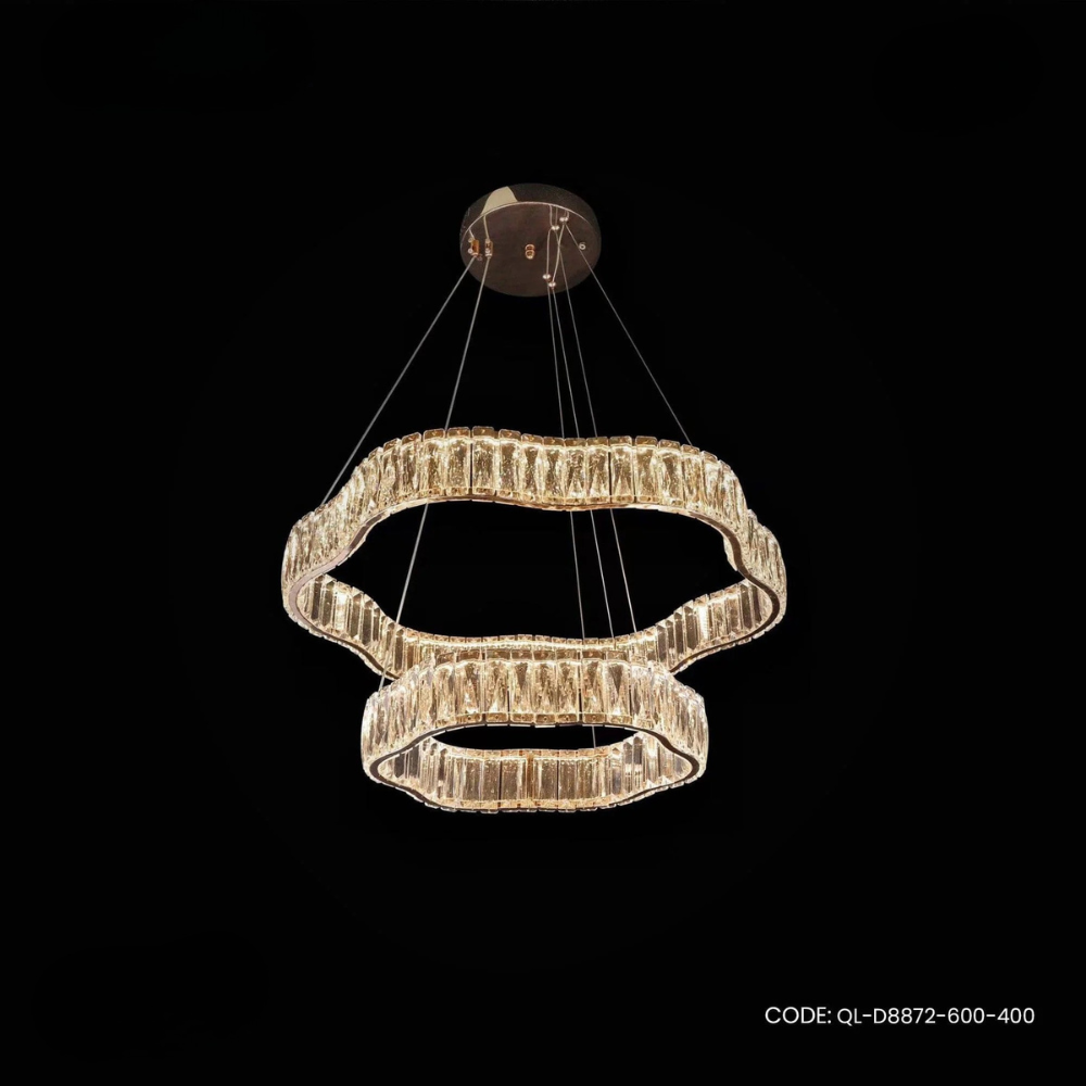 Qulik Double Tier Wave Luxury LED Crystal Chandelier Pendant Light (QL-D8872-600-400)