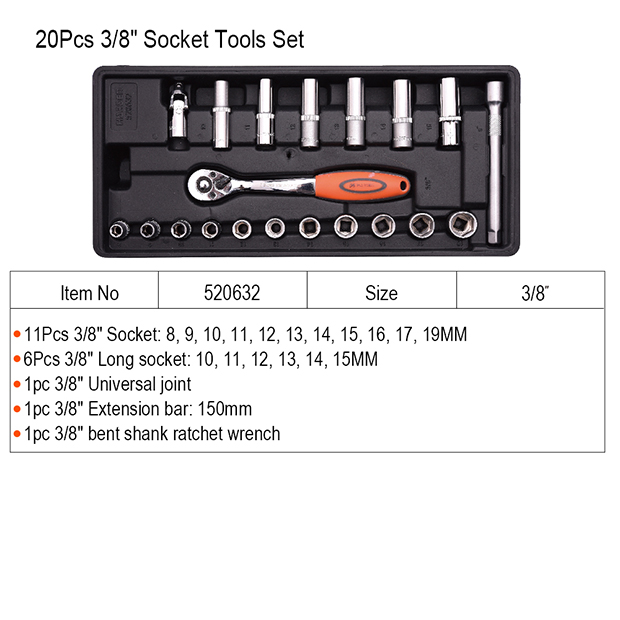 HARDEN 520632 20pcs 3/8" Drive Socket Tools Set; Model520632_img_7