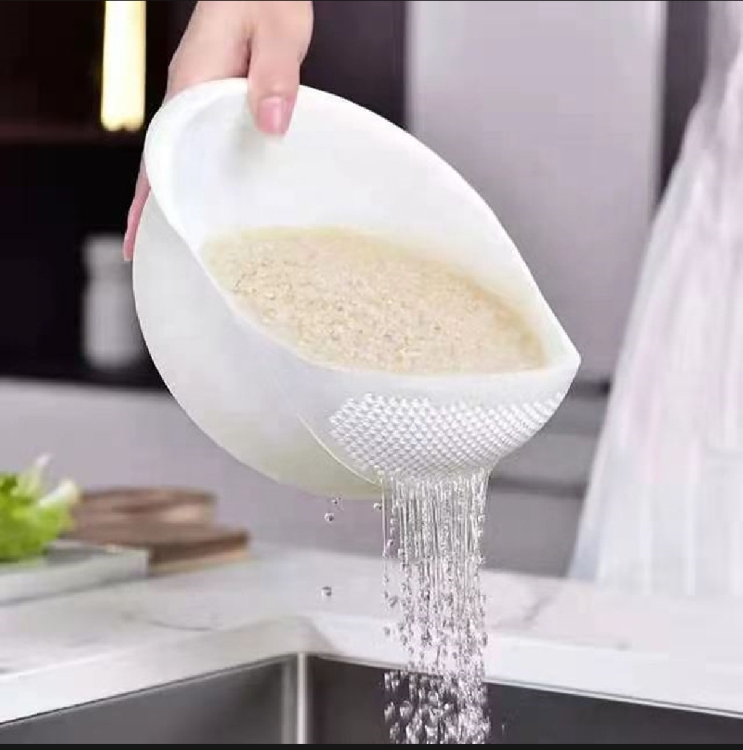 01 pcs Perfect Plastic Washing Bowl For Rice Vegetables Fruits Container 2 in 1 Plastic Rice Washer Strainer and Colander_img_6