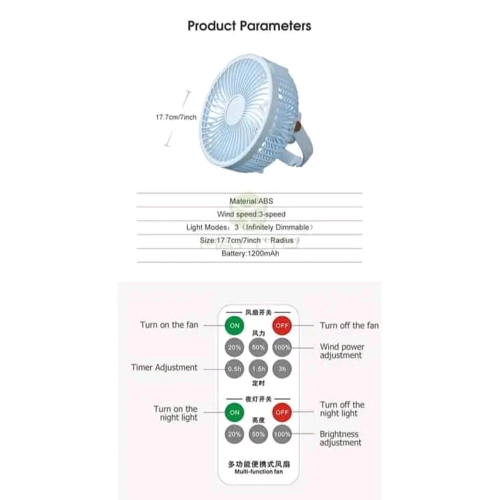 🔥🔥 MAYTTO USB rechargeable remote controlled Desktop Hanging Camping Fan..._img_3