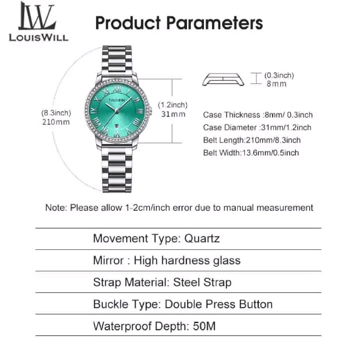 🍁 LouisWill Ladies Retro Diamond Steel Strap Watches..._img_6