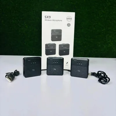Sx9 dual wireless microphone-black for type C and 3.5 interfaces - Premium Quality_img_0
