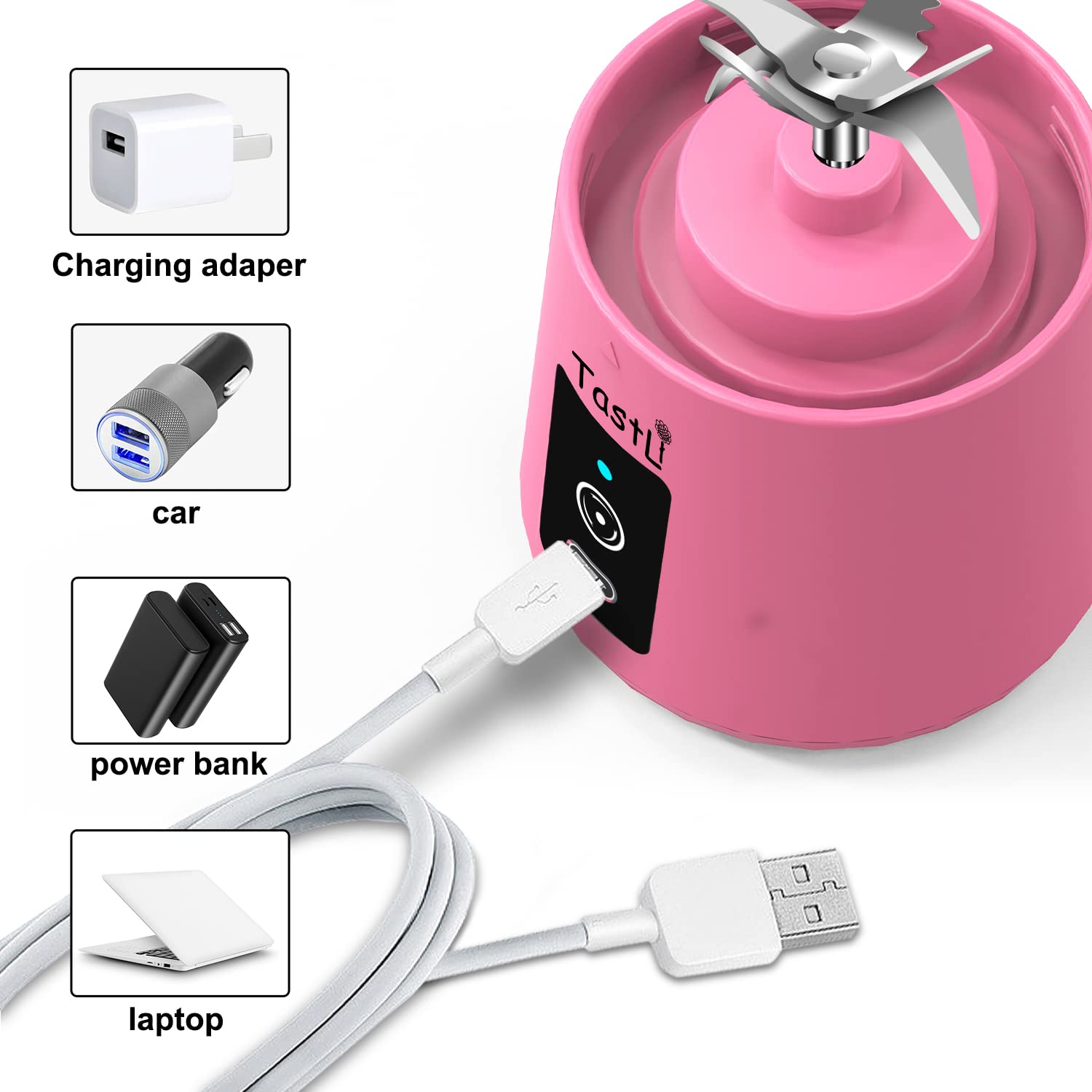 Portable Blender, Personal Mini Bottle Travel Electric Smoothie Blender Maker Fruit Juicer Cup, with 13oz Bottles_img_3