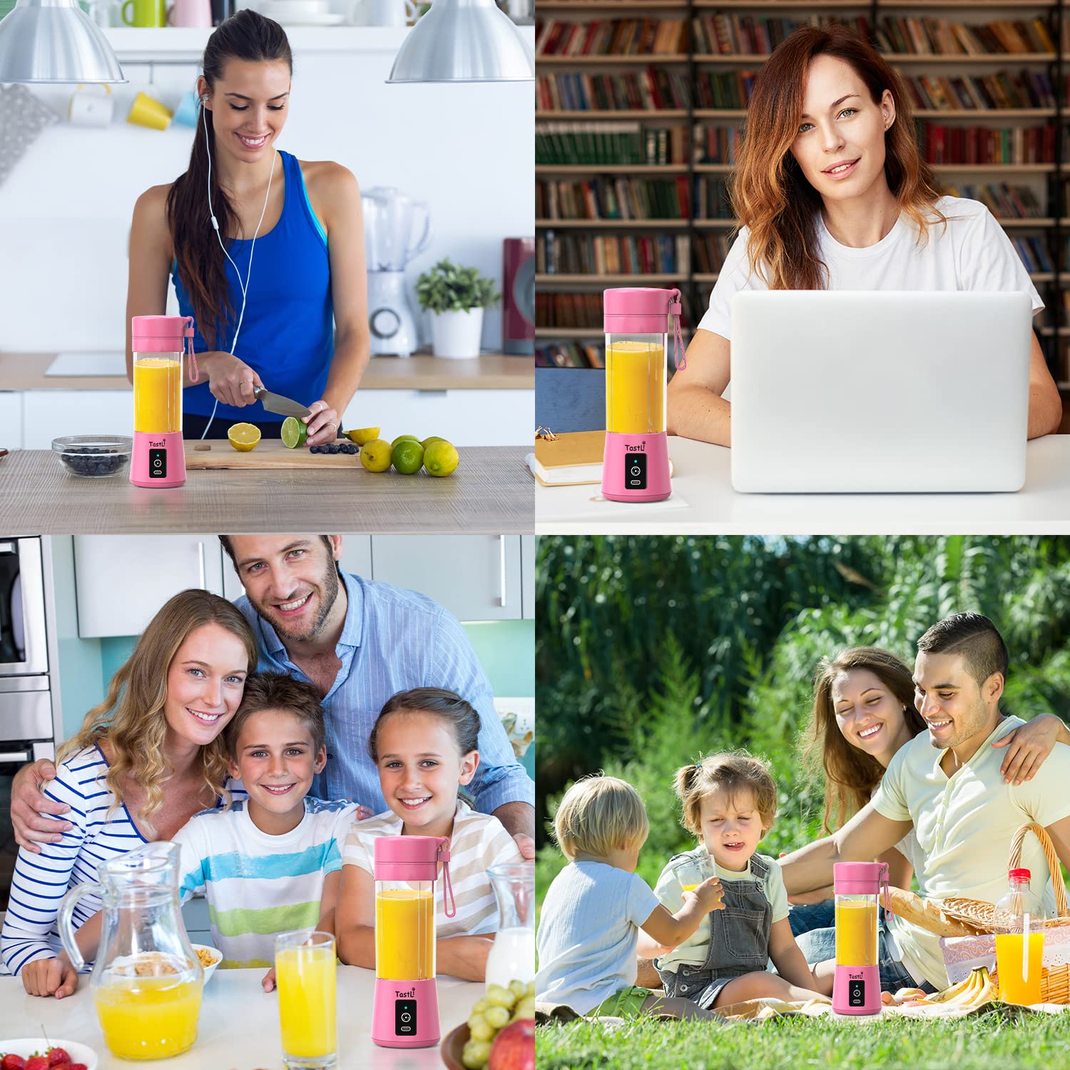 Portable Blender, Personal Mini Bottle Travel Electric Smoothie Blender Maker Fruit Juicer Cup, with 13oz Bottles_img_4
