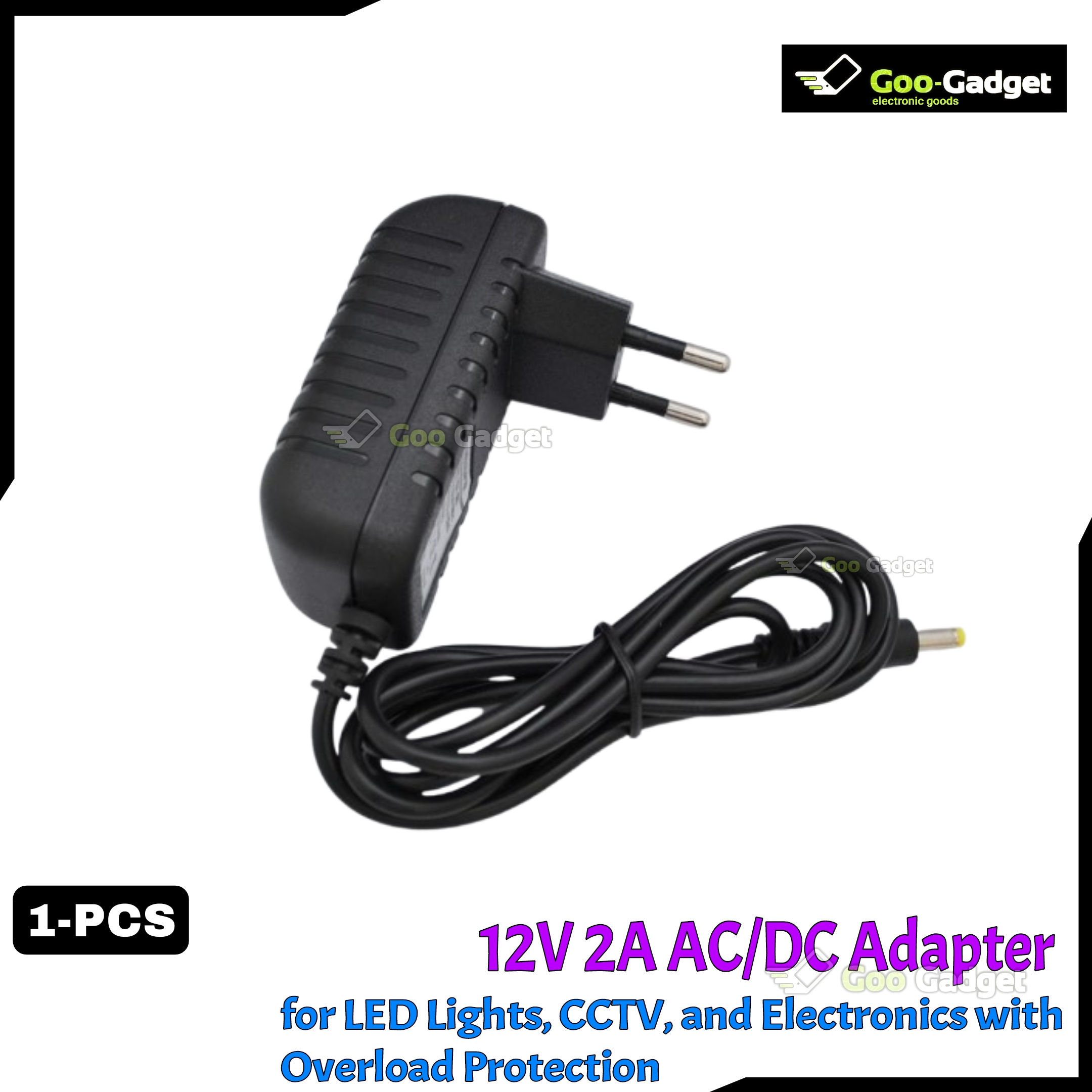 DC 12V 2A Power Supply Adapter Charger for 18650 Battery, CCTV Camera, LED Strip Light