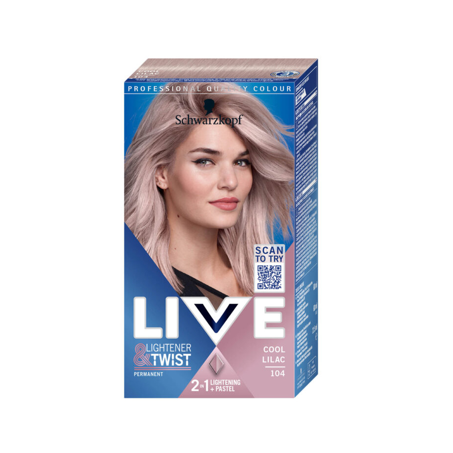 Schwarzkopf Live Permanent Hair Color lightener & twist 104 cool lilac