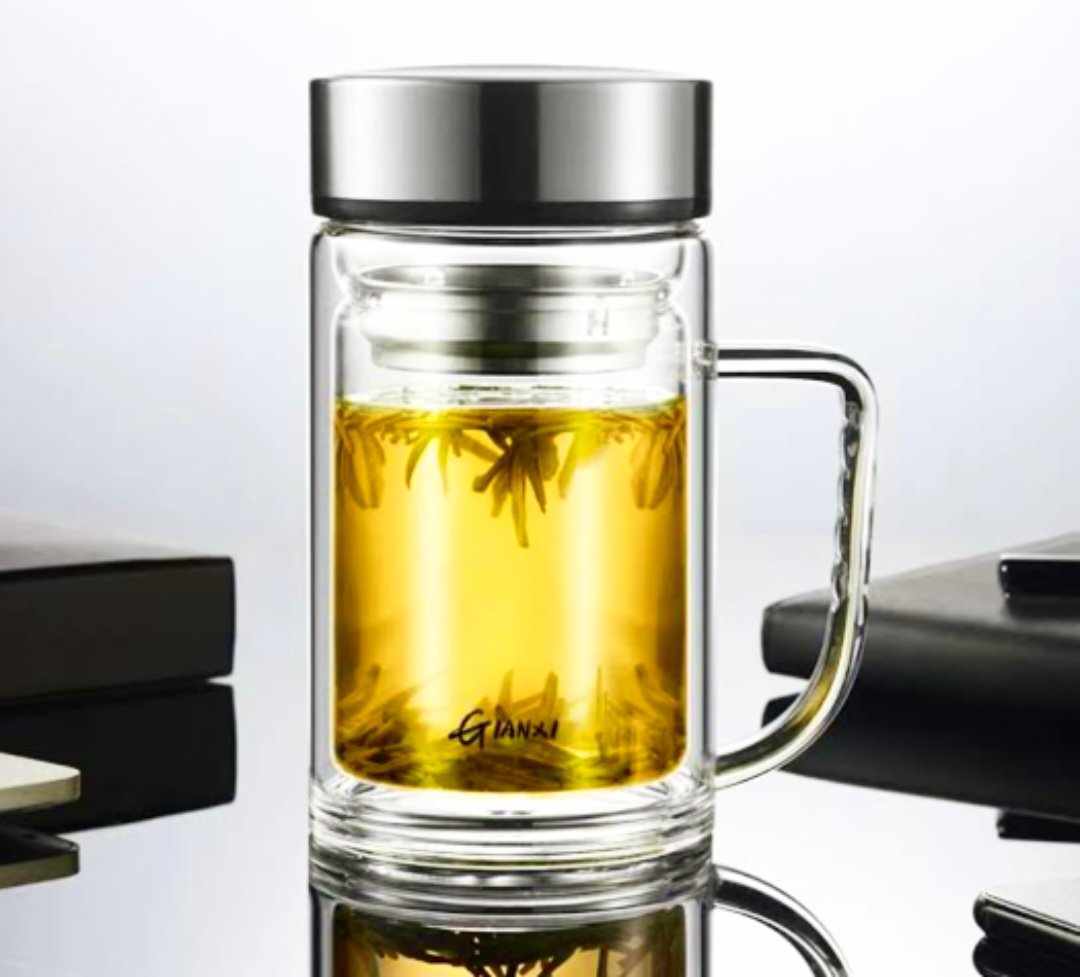 Double Layer Glass Transparent Flask Mug