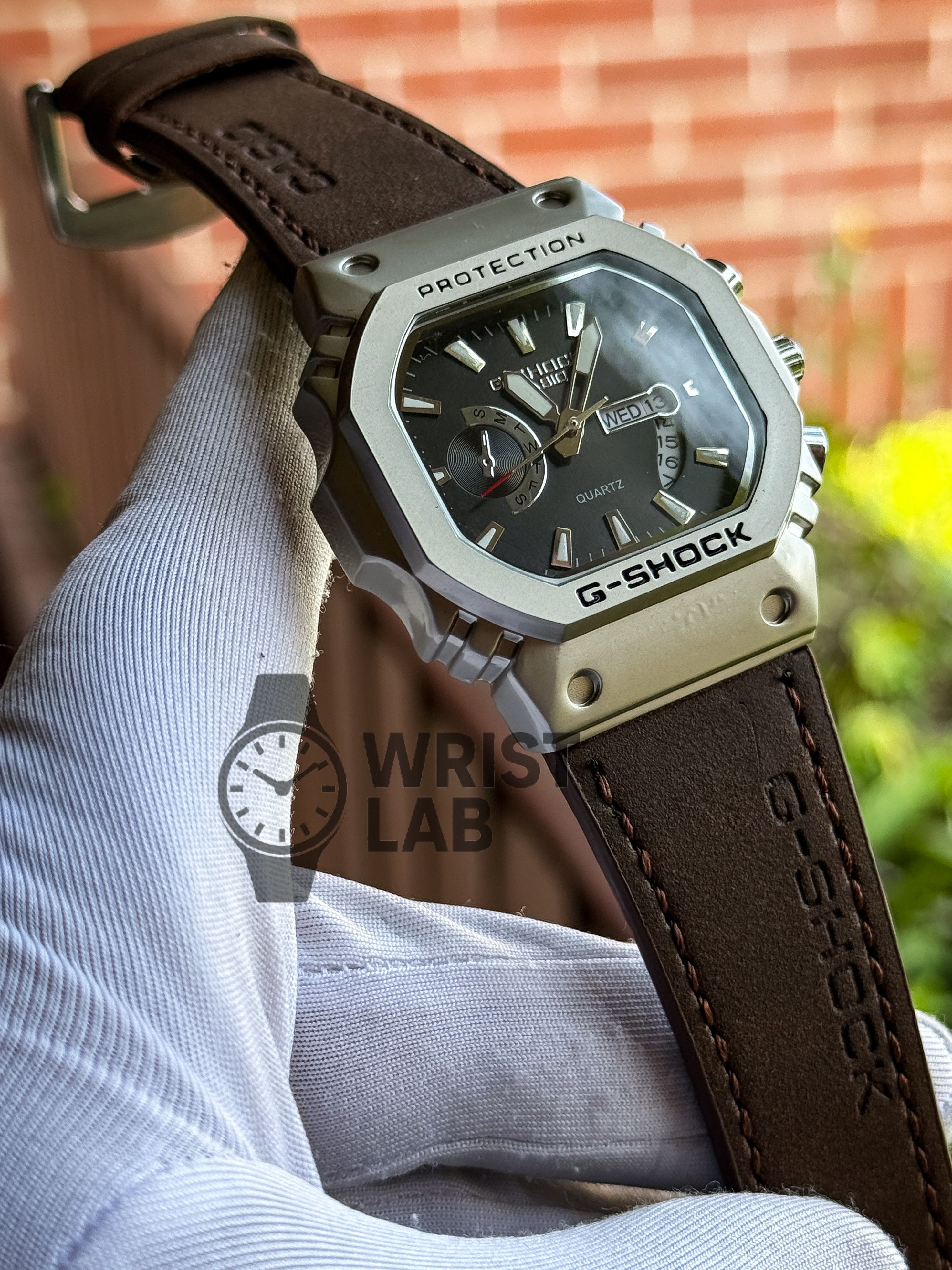 G-SHOCK SQUARE CASE SIMPlE BLACK DIAL BROWN BELT_img_0