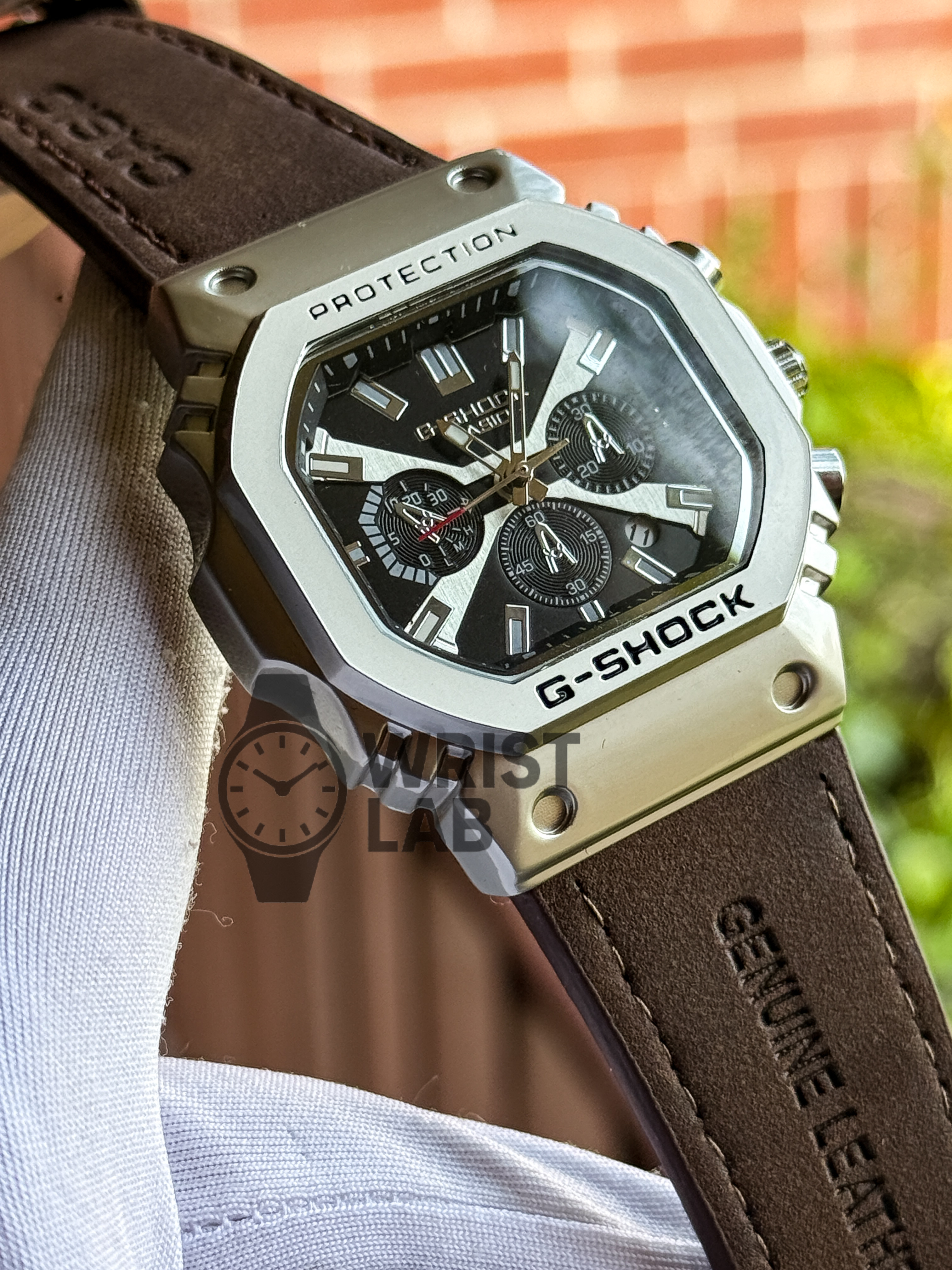G-SHOCK SQUARE CASE DESIGNED BLACK DIAL BROWN BELT_img_1