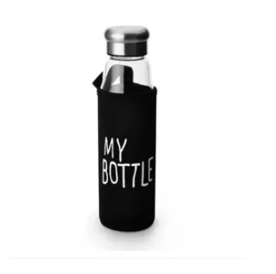 Jazz Style Glass Water Bottle with Aluminum Cap for On the Go Hydration_img_1