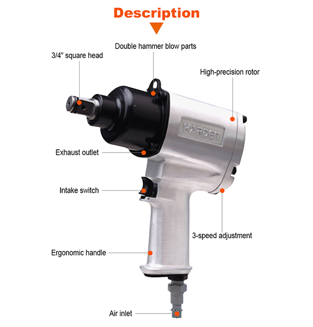 Harden 3/4" Air Impact Wrench Pneumatic Wrench 682013_img_6