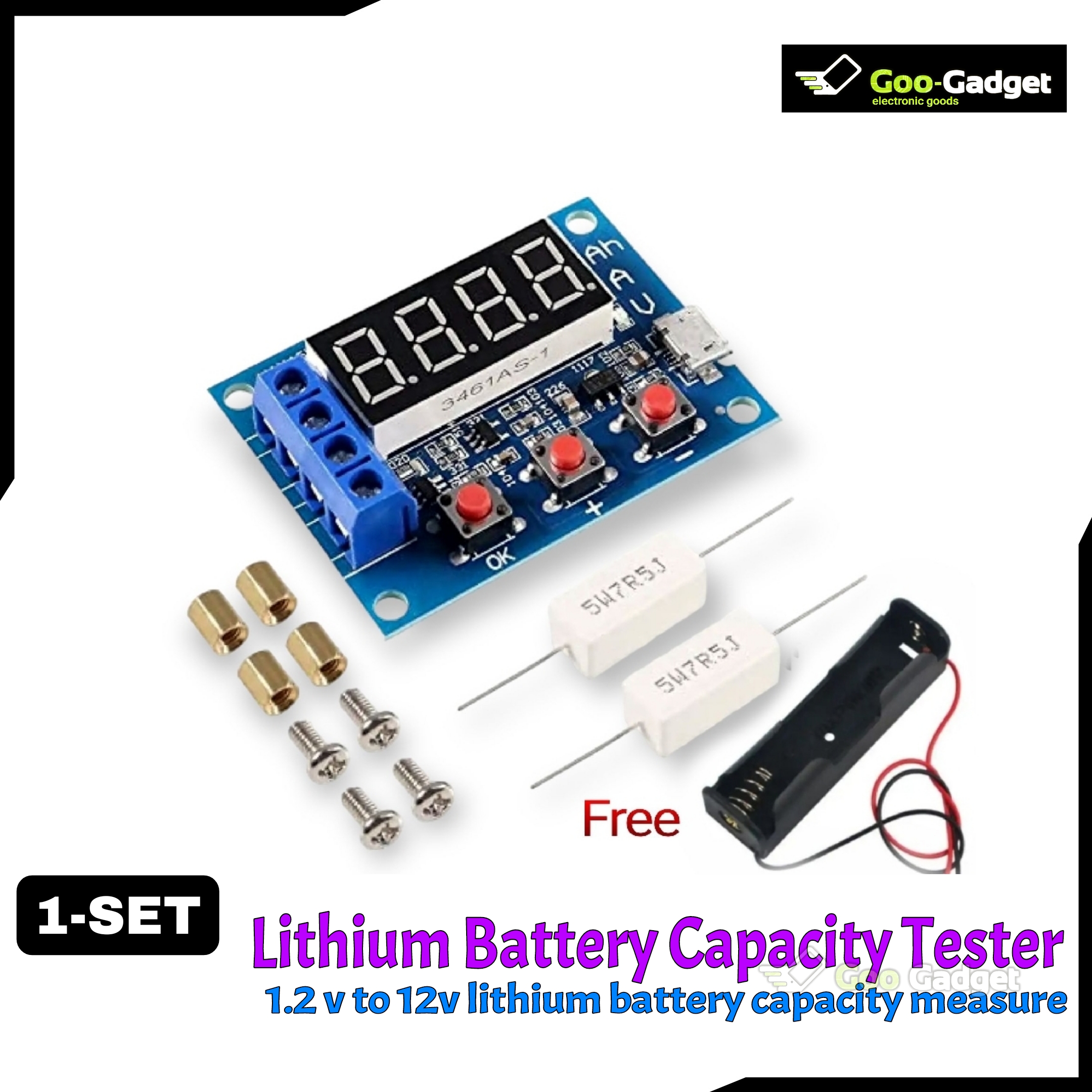Battery Capacity Tester | LED Digital Display for 1.2V to 12V 18650 Lithium Battery Testing