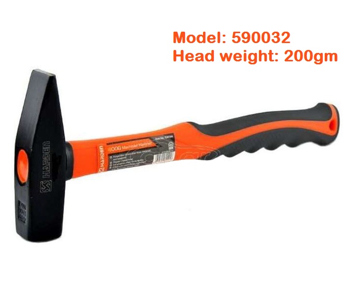 HARDEN Machinist Hammer With 5 size option ( 200gm | 300gm | 500gm | 800gm | 1000gm ), Fiberglass Handle, Chipping Hammer; 590032