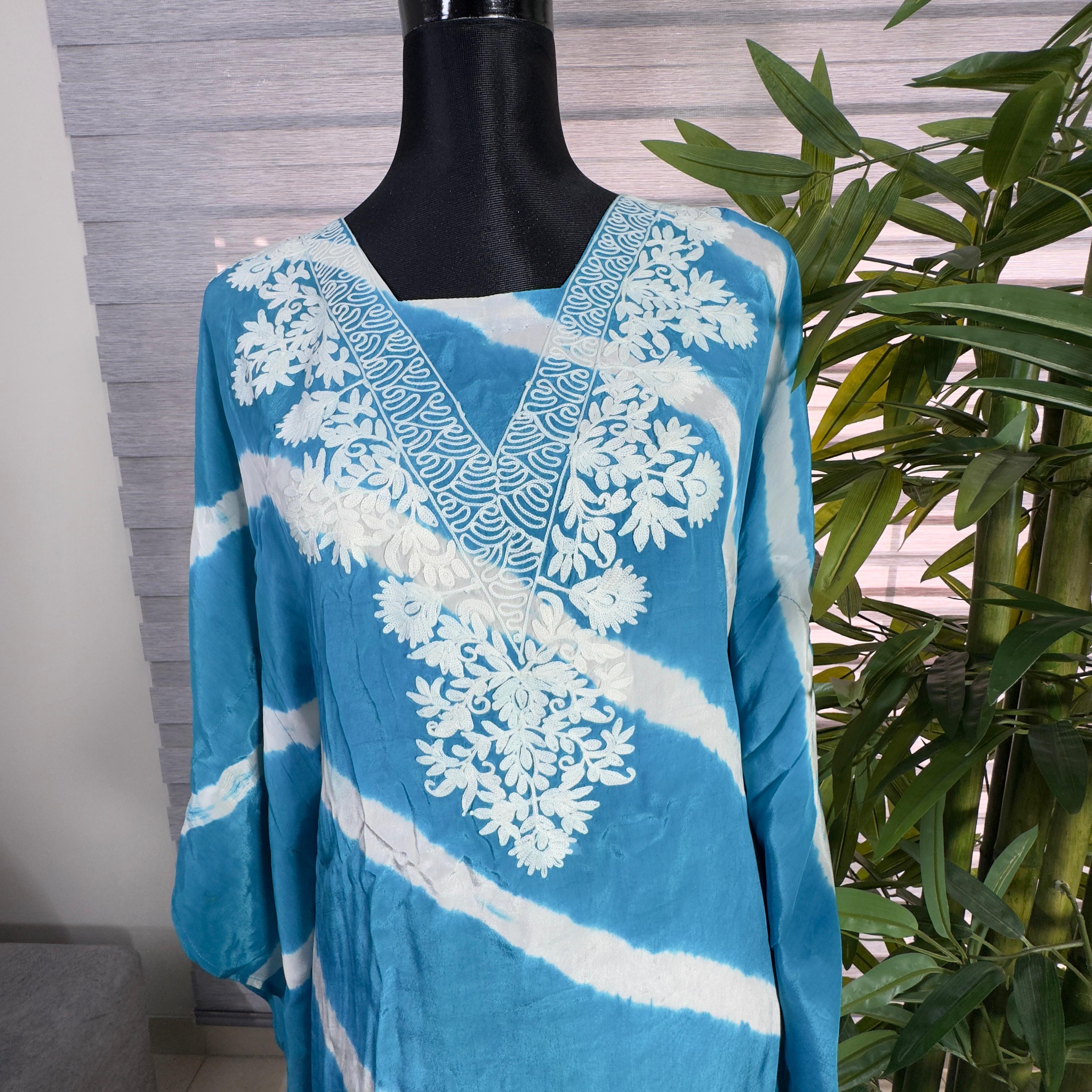 Ocean Breeze Tie-Dye Embroidered Kaftan - Image 2