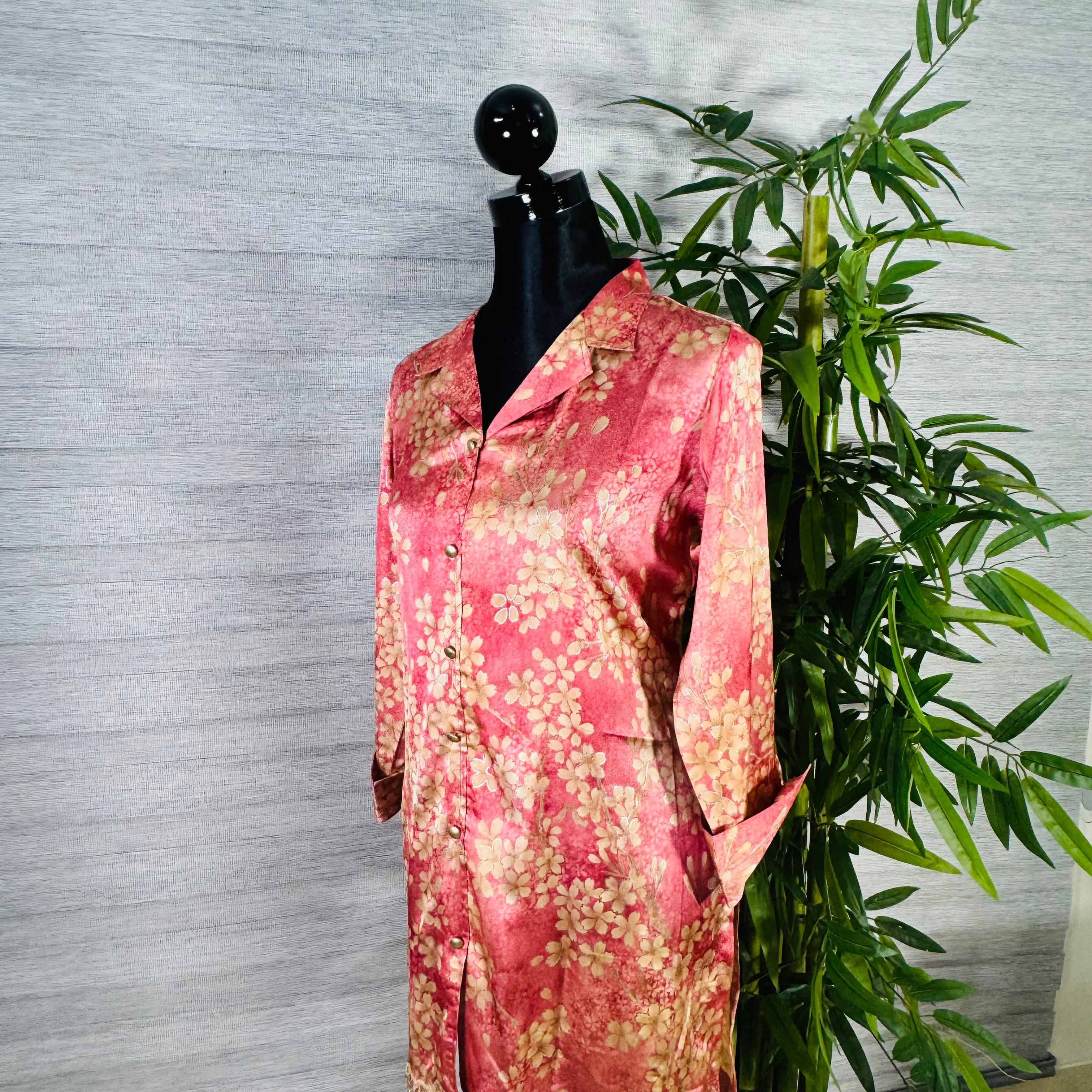 Blush Pink Floral Silk Co-ord Set with Lace Detailing - Image 2