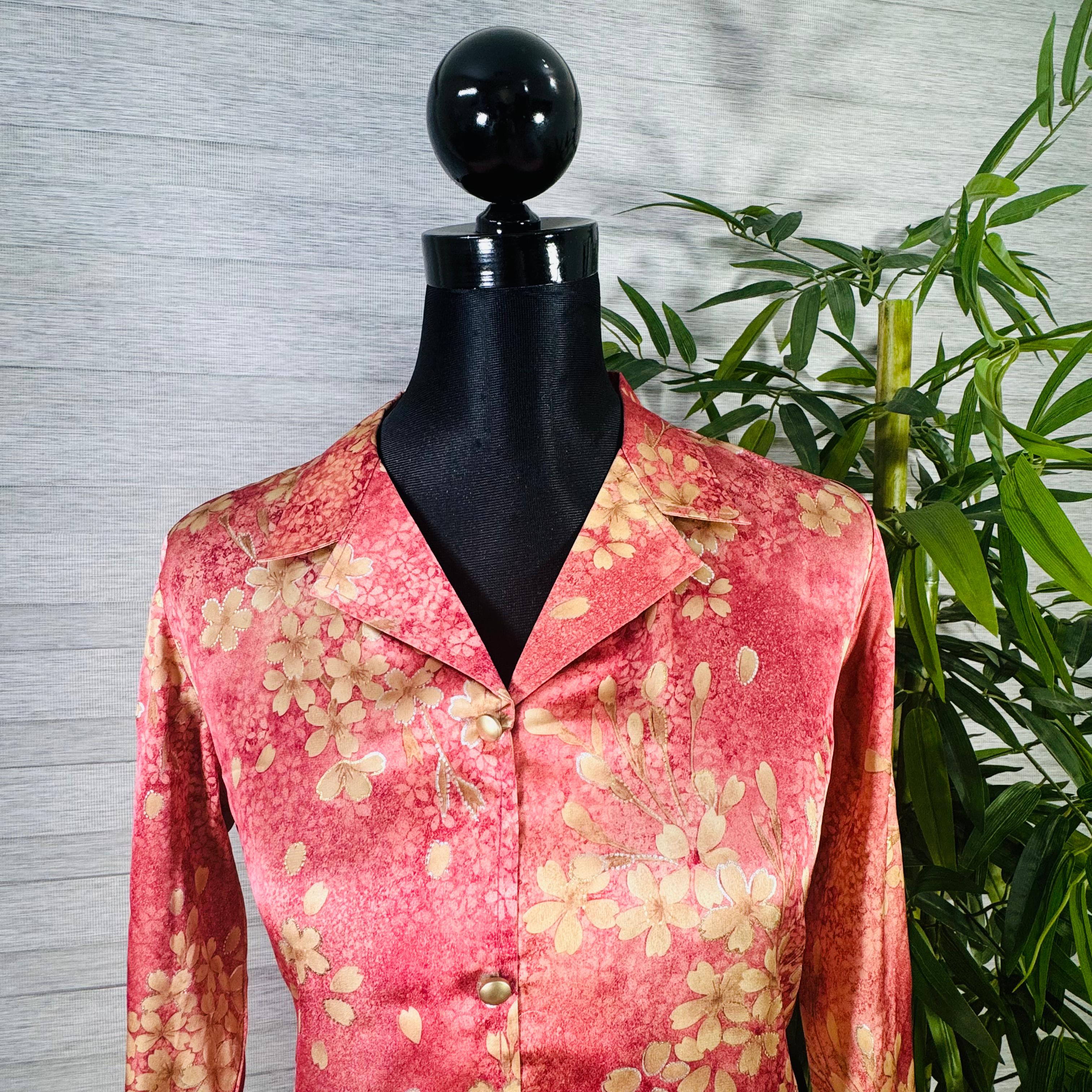 Blush Pink Floral Silk Co-ord Set with Lace Detailing - Image 3
