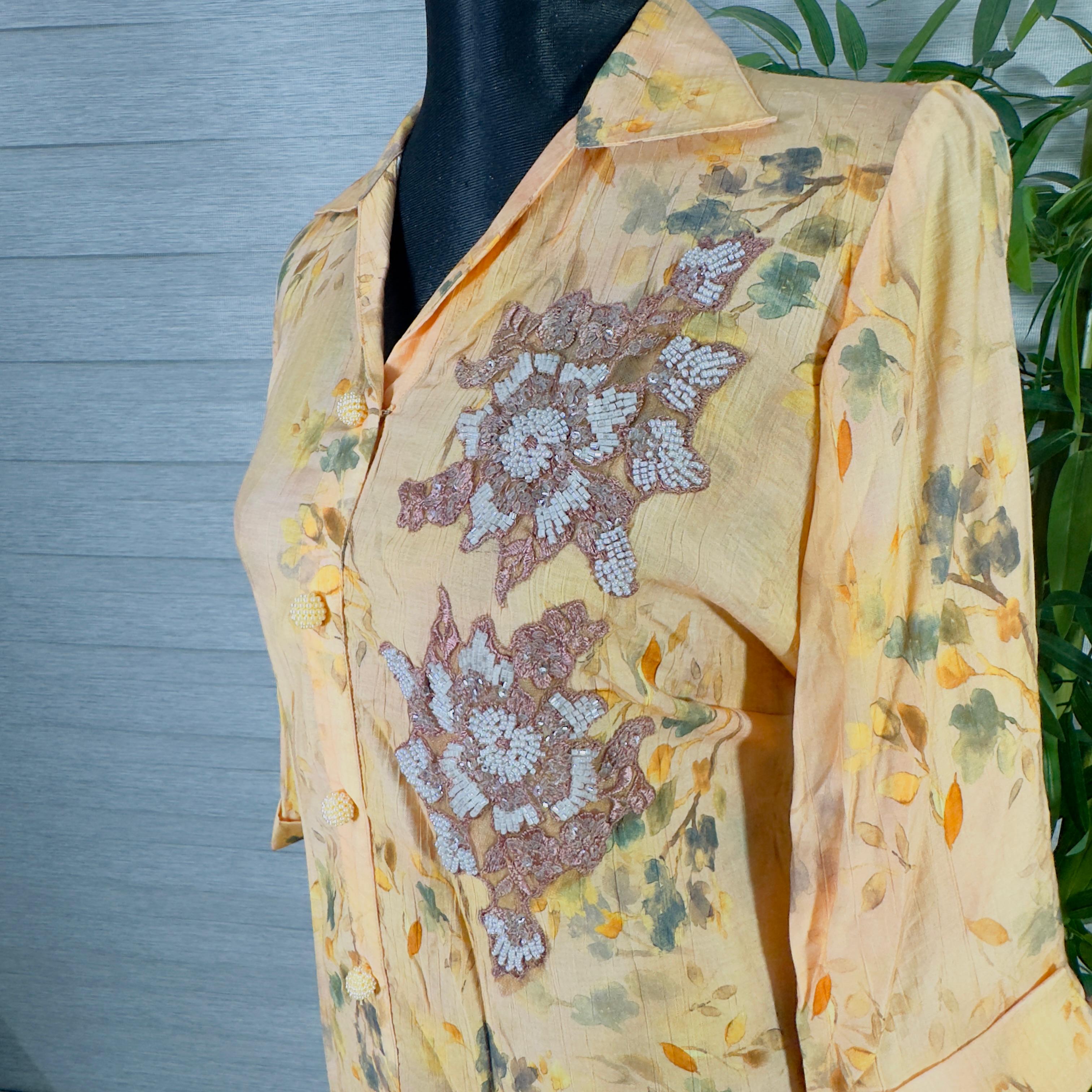 Peach Floral Embroidered Kurti & Pant Set – Lightweight Summer Co-Ord - Image 3
