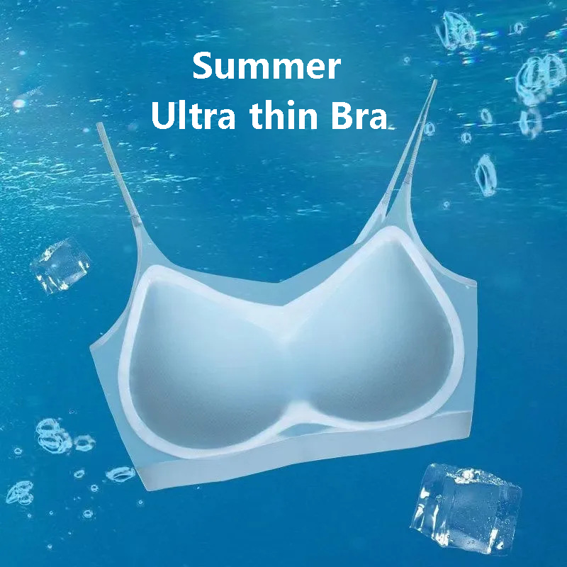 Ultra Thin Ice Silk Seamless Underwear Women Plus Size Sexy Top Soft Breathable Wireless Solid Lingerie Gathered Invisible Padded Bra_img_0