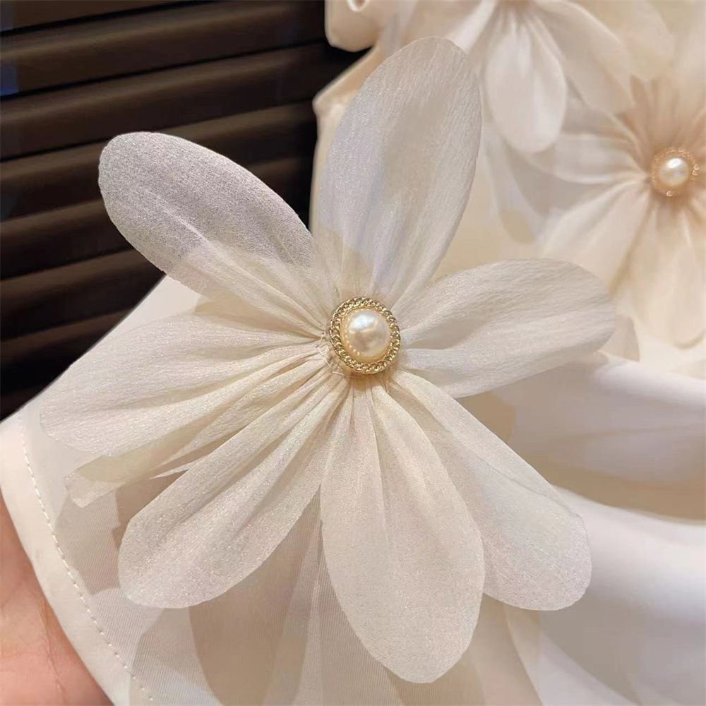Kids Girls Summer Elegant Pearls Flower Sleeveless Korean Party Skirt (1 to 6 Years)_img_5