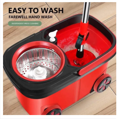 360 Degree Floor Magic Rotating Mop Bucket Set with 2 Microfiber Mop Heads Used for Floo
