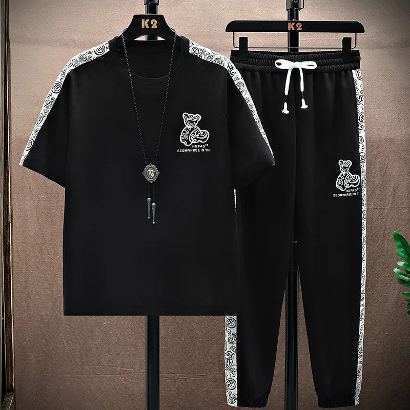 Drop Shoulder Mash T-Shirt and Trouser Combo_img_0