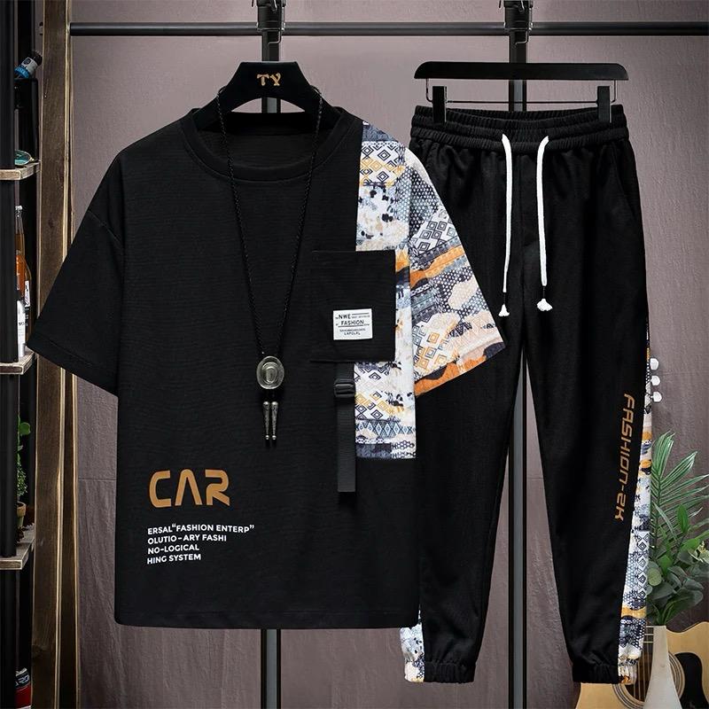 Drop Shoulder Mash T-Shirt and Trouser Combo_img_0