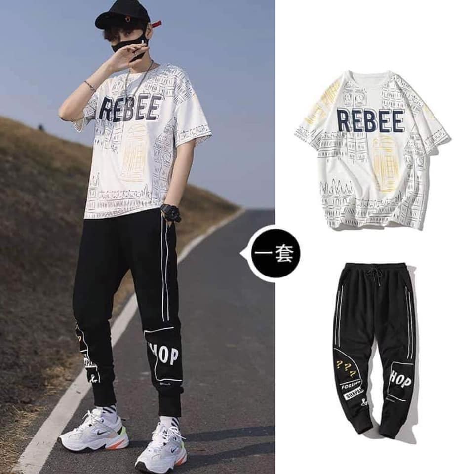 Drop Shoulder Mash T-Shirt and Trouser Combo_img_0