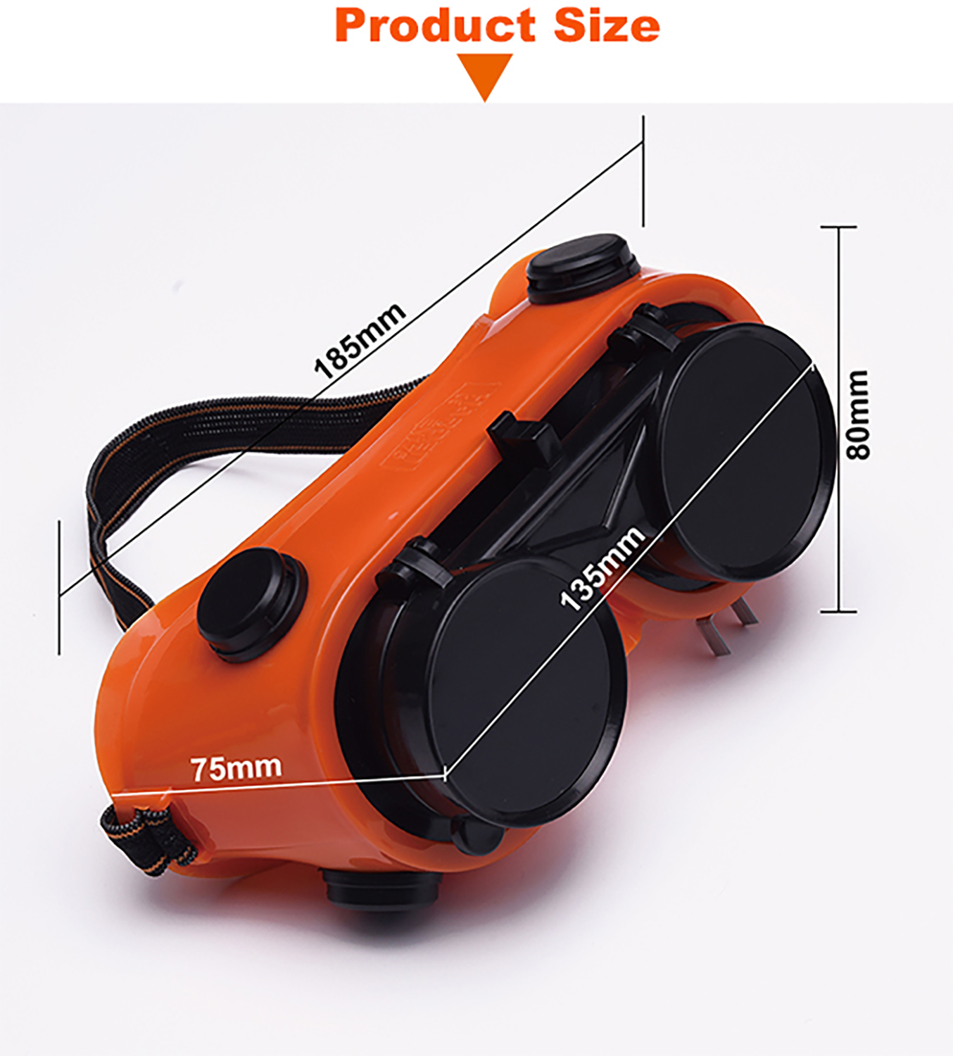HARDEN 780210 155mm Safety Goggle Flip design with open-close locking position Soft and light weight plastic frame Colored inorganic outer glass lens; 780210