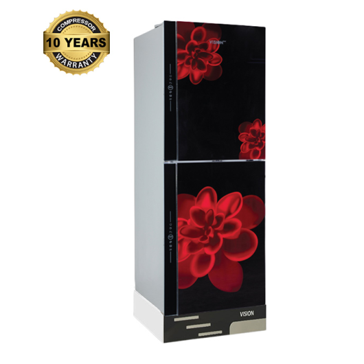 VISION Glass Door Refrigerator RE-356 Liter Mirror White Purple Flower_img_0