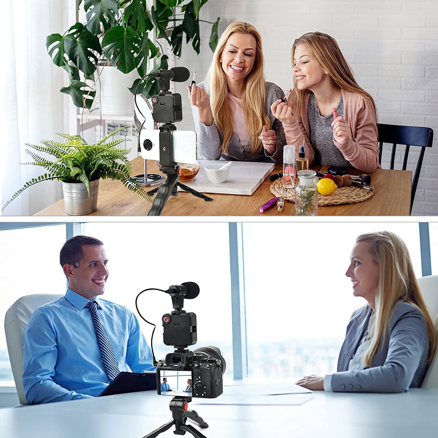 Video -Making Tripod Kit For Live Broadcast 3 In 1 With Microphone, Led Light, Mini Stand & Remote Control, Vloging Kit_img_1