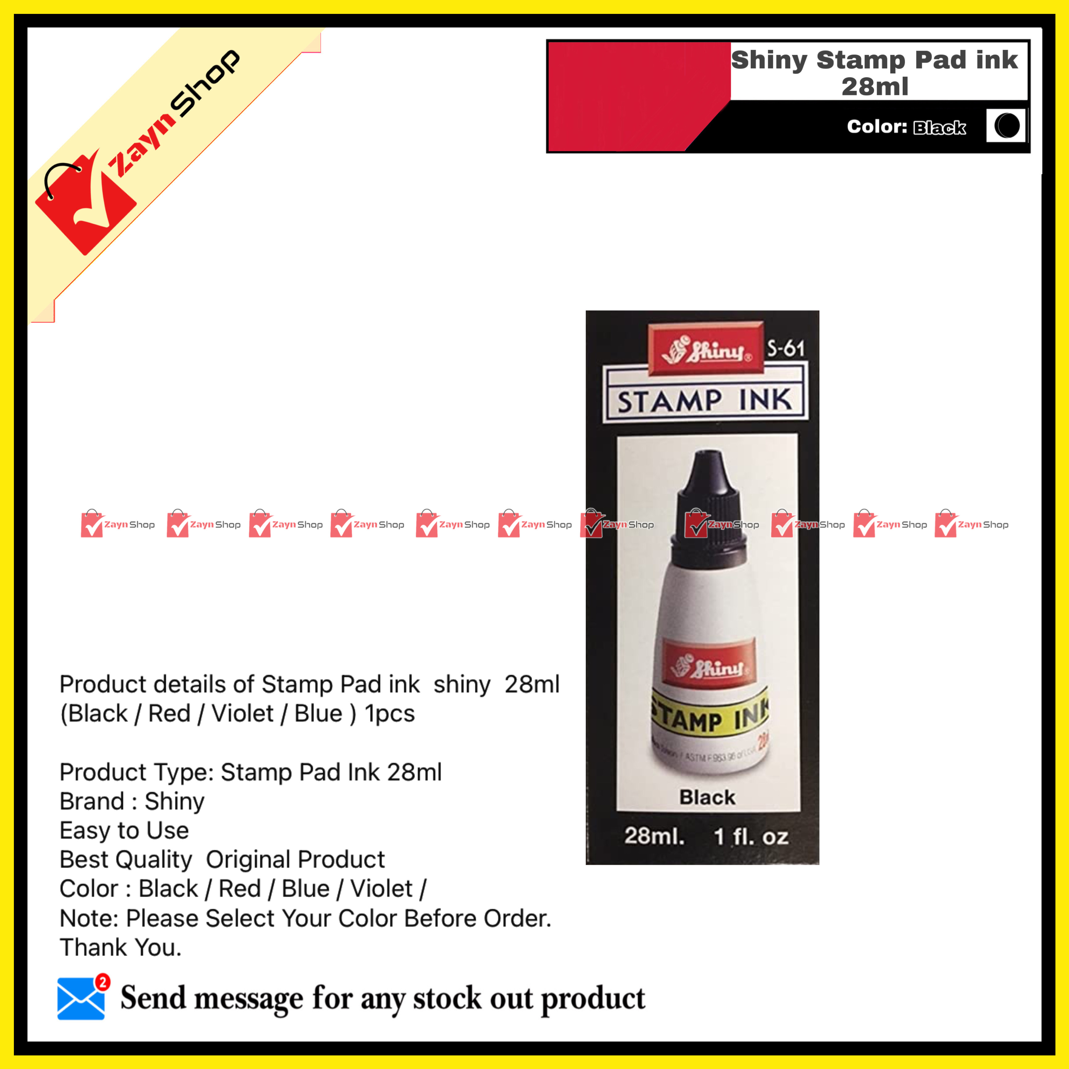 Shiny Stamp Pad ink 28ml Black 1pcs_img_0