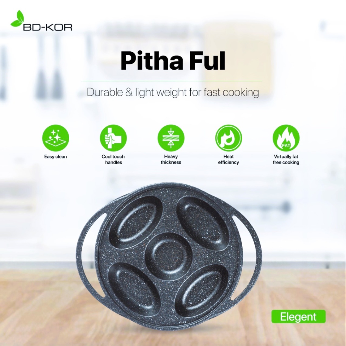 Non stick pitha pan with glass lid, Bd-Kor Pitha ful