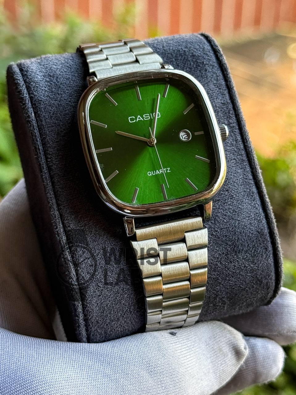 CASIO QUARTZ VINTAGE CHAIN SILVER GREEN_img_1