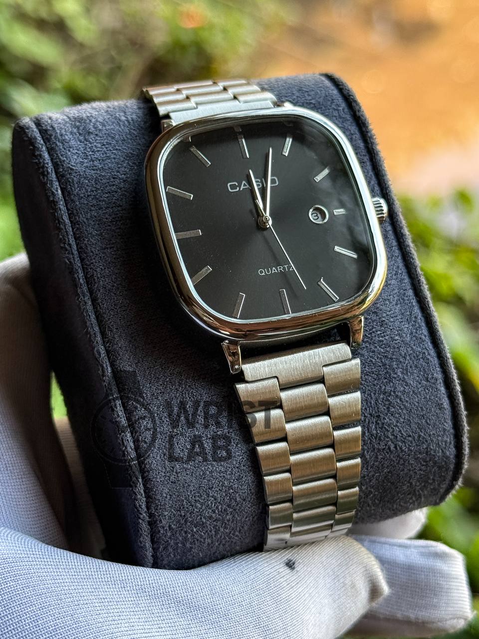 CASIO QUARTZ VINTAGE CHAIN SILVER BLACK_img_1