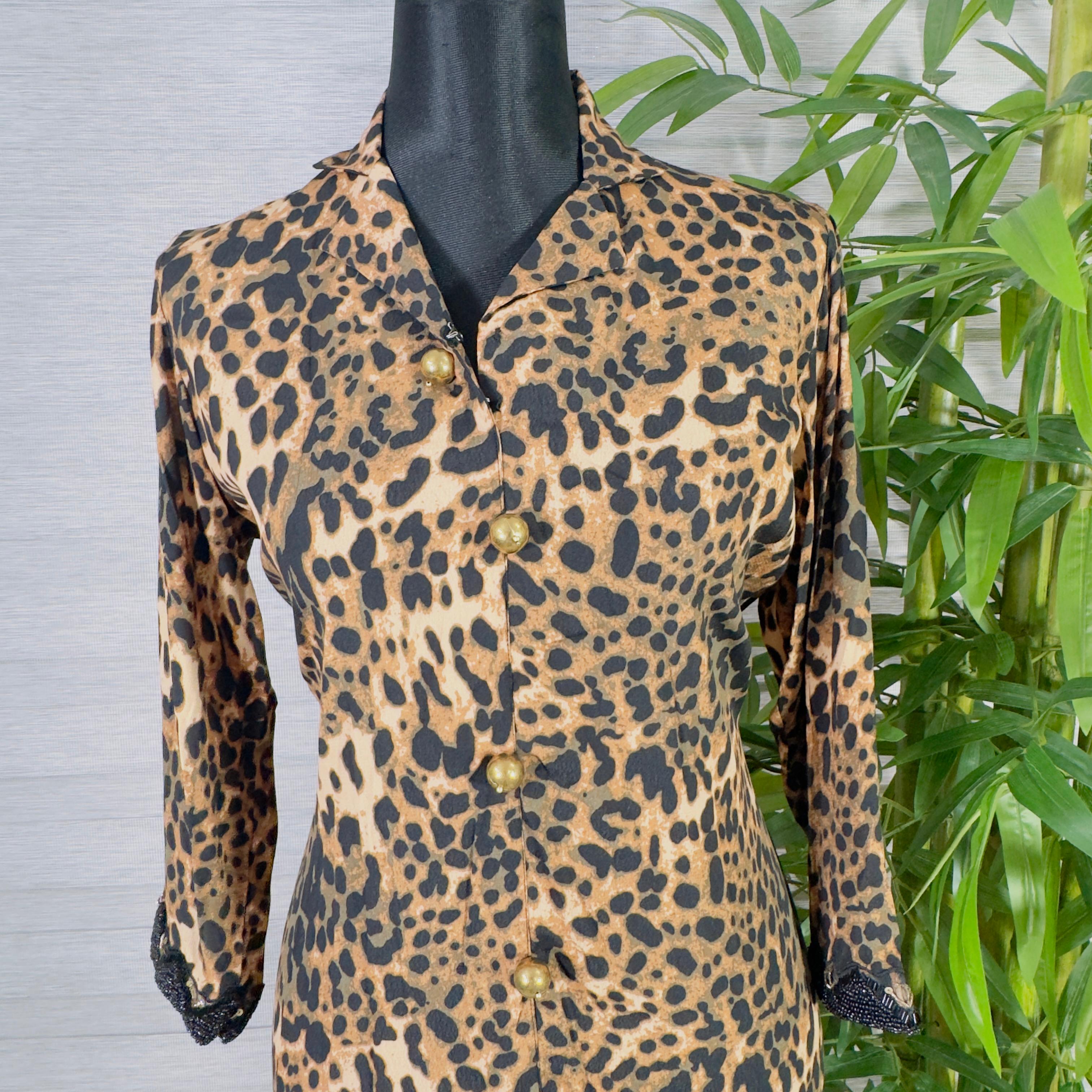 Women's Leopard Print Tunic with Black Straight-Leg Trousers - Image 3