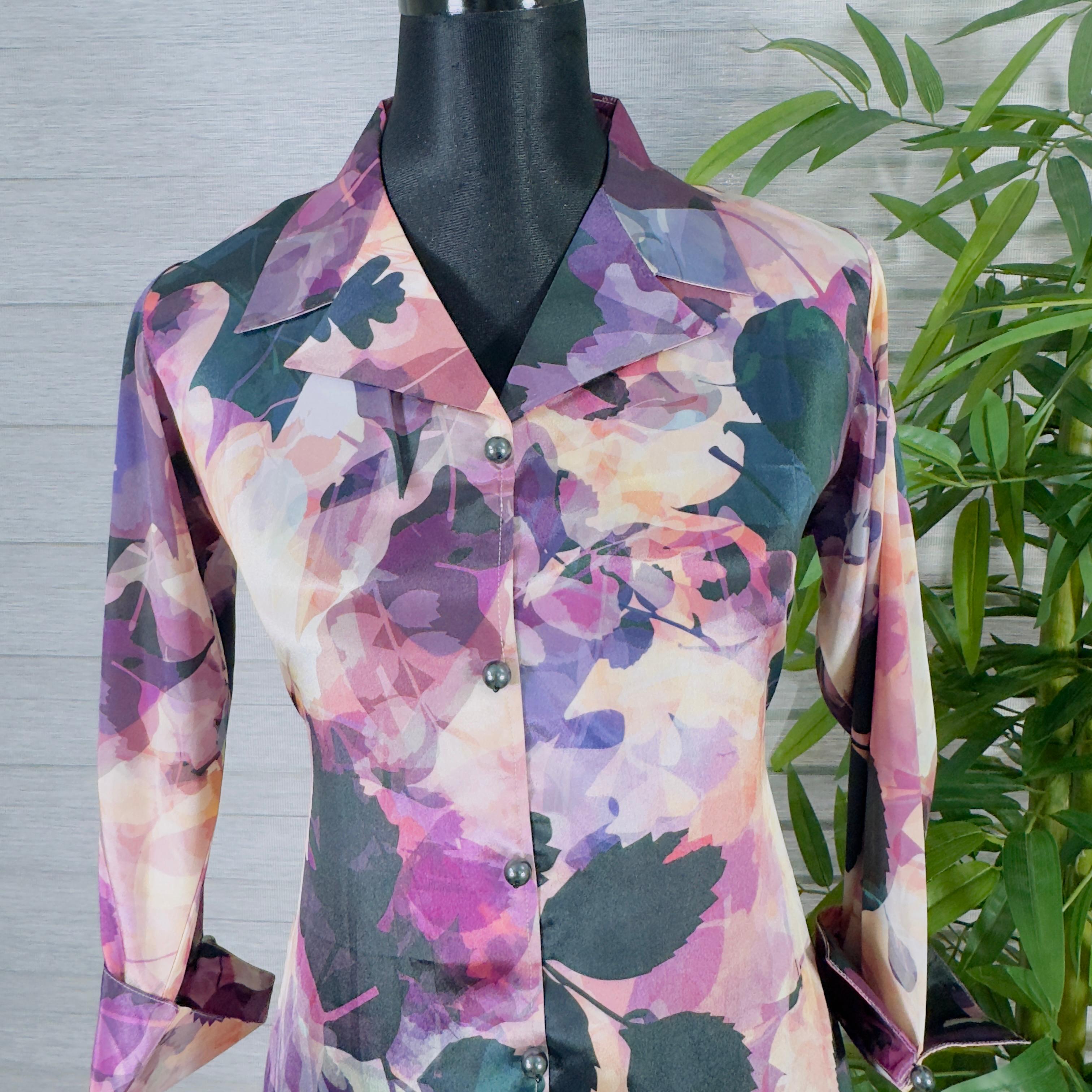 Women's Floral Print Longline Tunic with Black Pants - Image 3