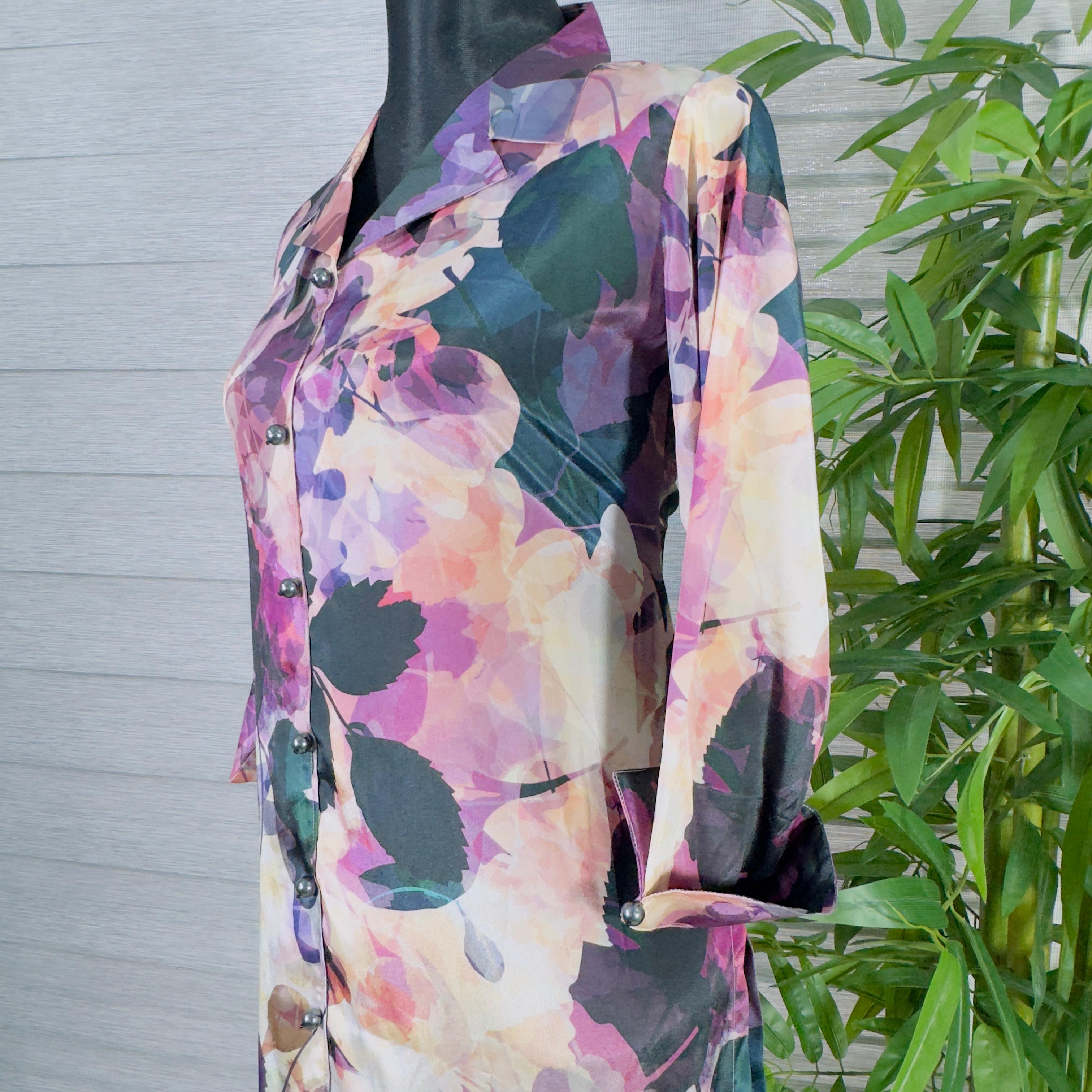 Women's Floral Print Longline Tunic with Black Pants - Image 4