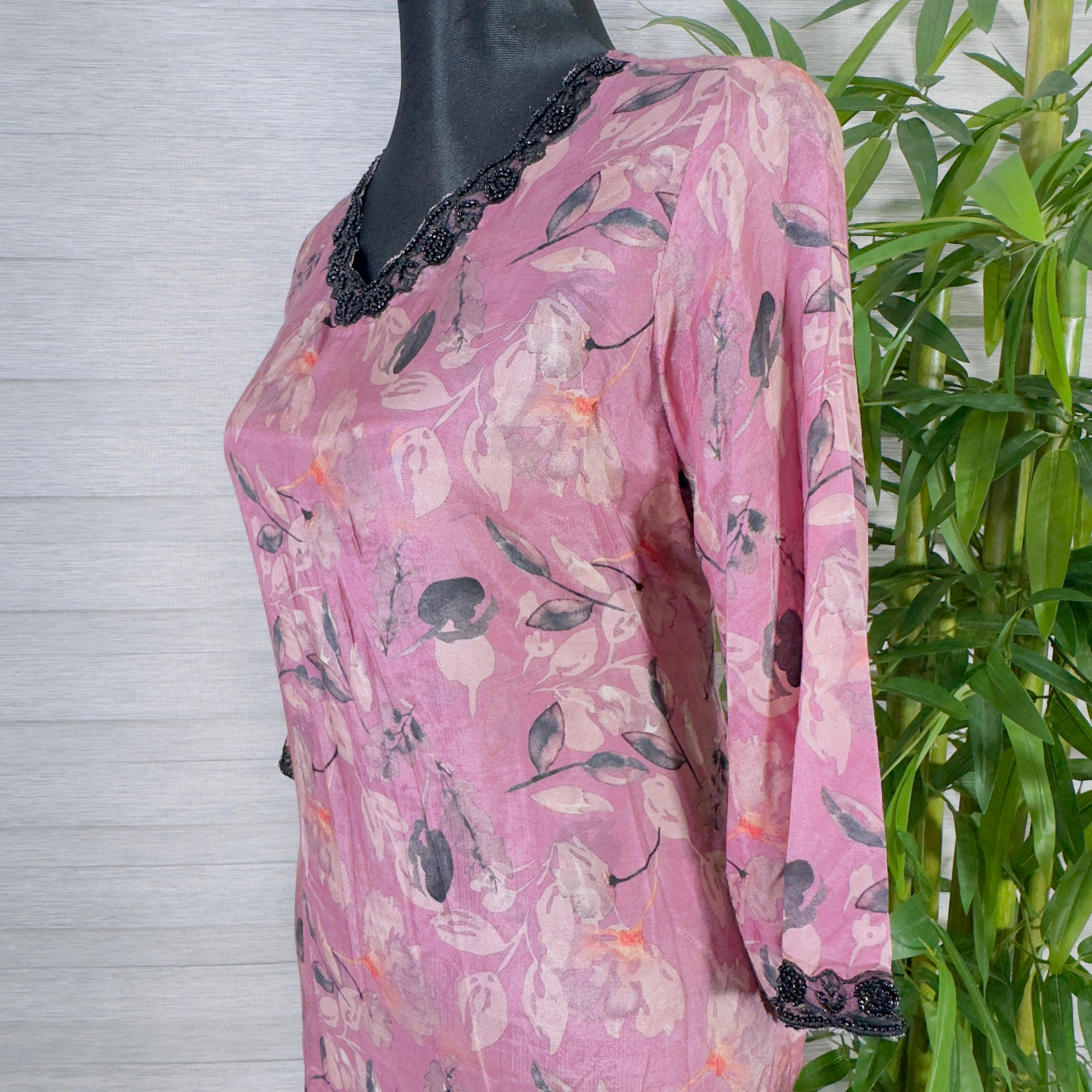 Women's Floral Print Longline Tunic with Black Pants - Image 4