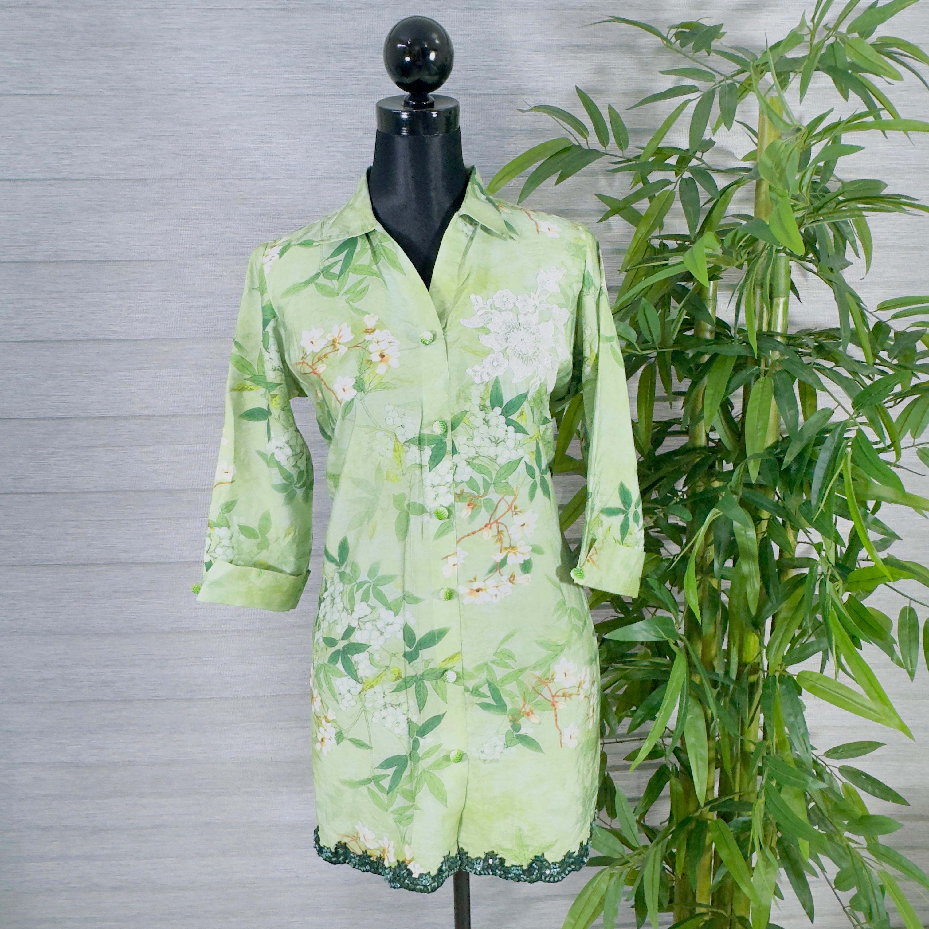 Mint Green Floral Printed 2-Piece Cord Set - Image 1