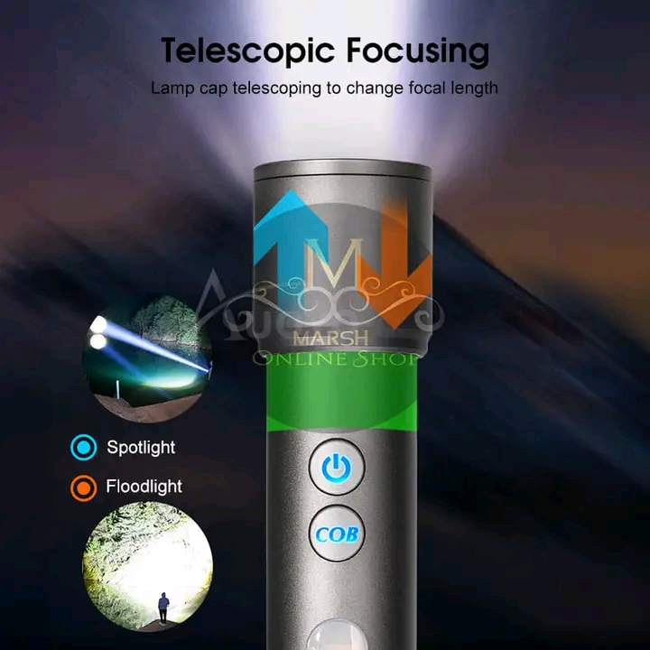 💥Auoyo Multifunctional COB Warning Zoomable Flashlight_img_3