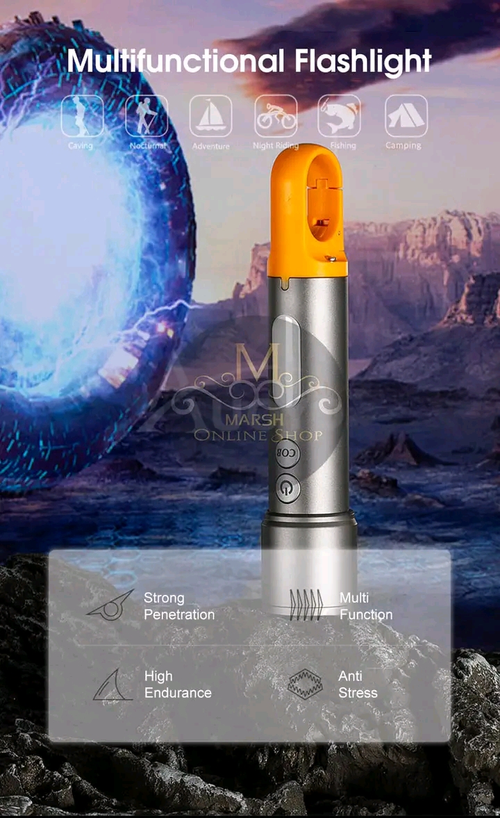 💥Auoyo Multifunctional COB Warning Zoomable Flashlight_img_9