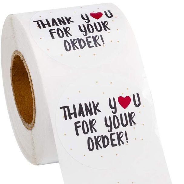Thank You Stickers 500pcs Roll Round Creative Pattern Thank you Stickier Sealing Business Label Sticker_img_2