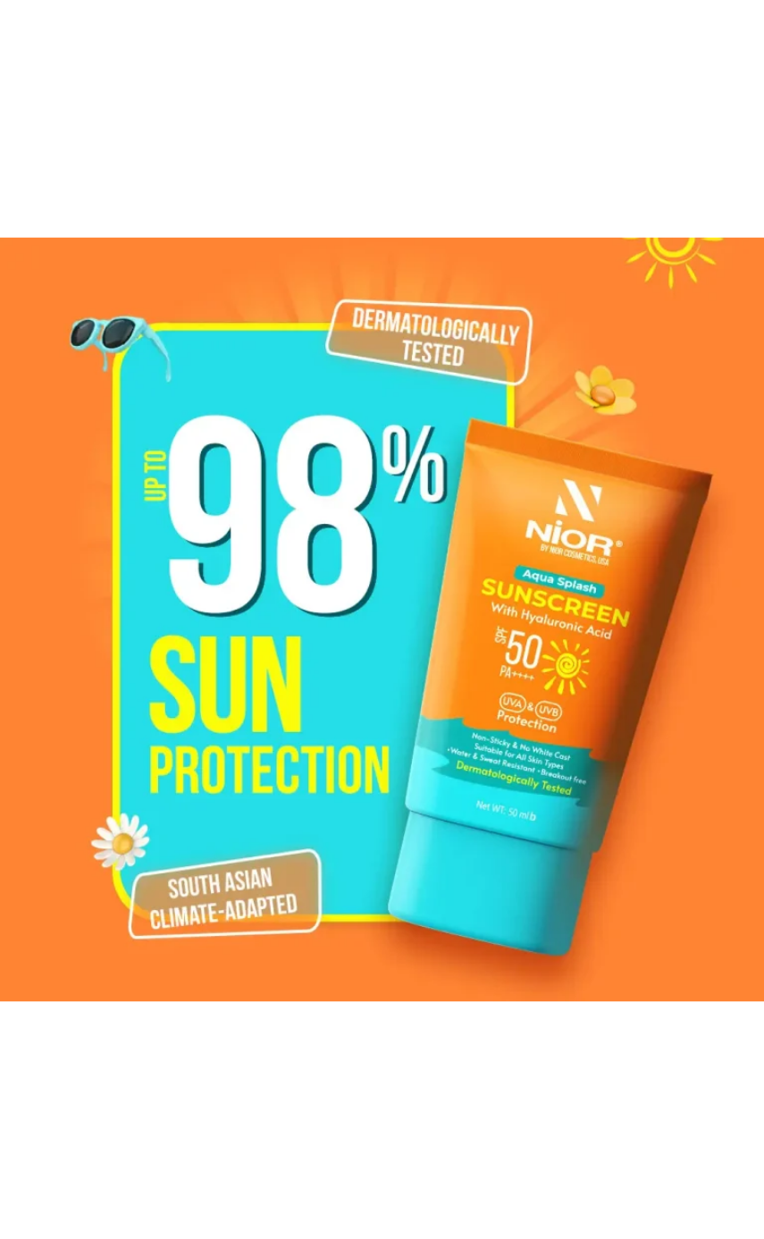 Nior Aqua Splash Sunscreen SPF 50 PA++++ 50ml - Image 2