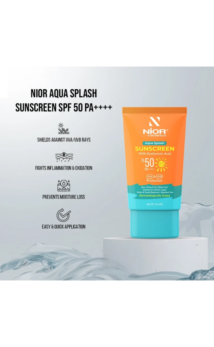 Nior Aqua Splash Sunscreen SPF 50 PA++++ 50ml - Image 4