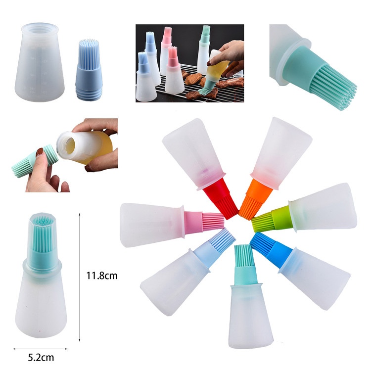 Silicone Oil Dispenser Bottle Brush Pastry Basting Brush Oil Honey Wine Sauce Grill Brush for Barbecu‌e